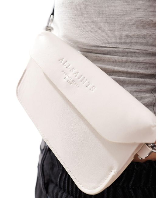 AllSaints White Zoe Leather Crossbody Bag