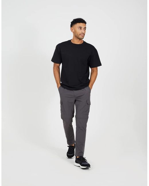 Brave Soul Blue Taslan Zip Off Panel Cargo Trousers for men