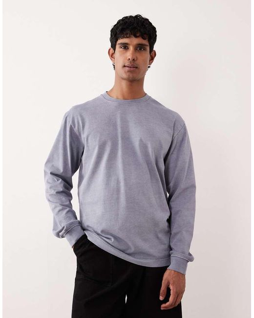 Camiseta Lavado Extragrande De Manga Larga De Punto Liso De Algodón Puro De ARKET de hombre de color Purple