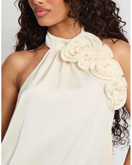 Public Desire Natural Satin Swing Dress With Corsage