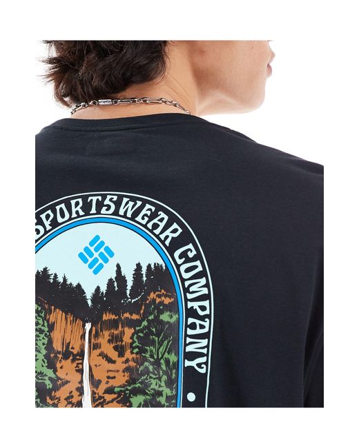 Camiseta negra con estampado trasero cavalry trail Columbia de hombre de color Blue