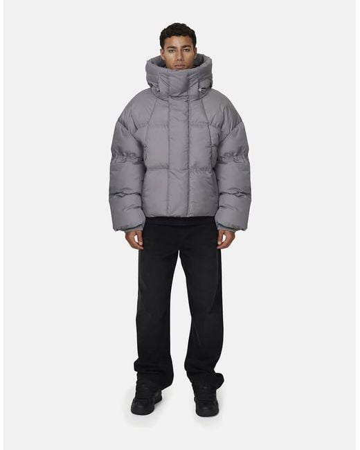 Good For Nothing Gray Panelled Puffer Jacket for men
