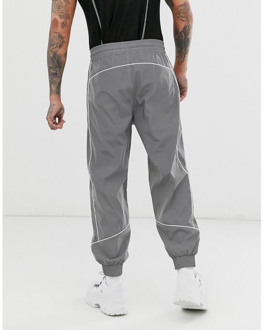 ASOS Synthetic Oversized Tapered Sweatpants in Silver (Metallic) for ...