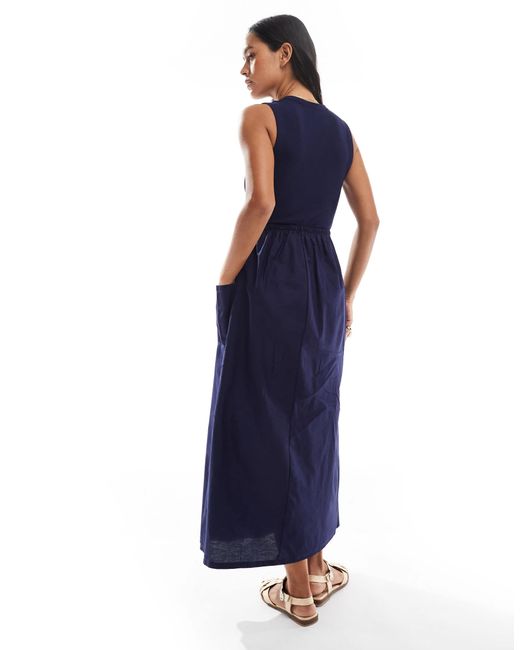 Threadbare Blue – hochgeschlossenes maxikleid