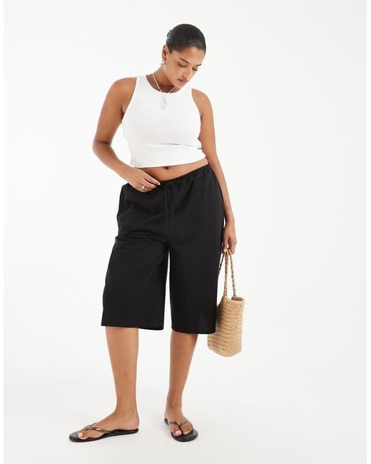 ASOS Black Asos Design Curve Long Line Bermuda Short