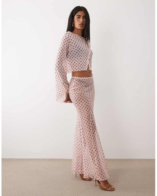 ASOS Pink Co-ord Printed Mesh Maxi Skirt