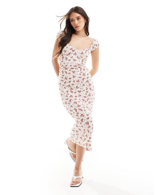 Bershka White Milkmaid Maxi Dress