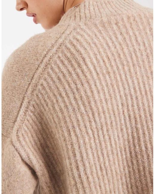 ASOS Blue Mixed Rib V Neck Jumper