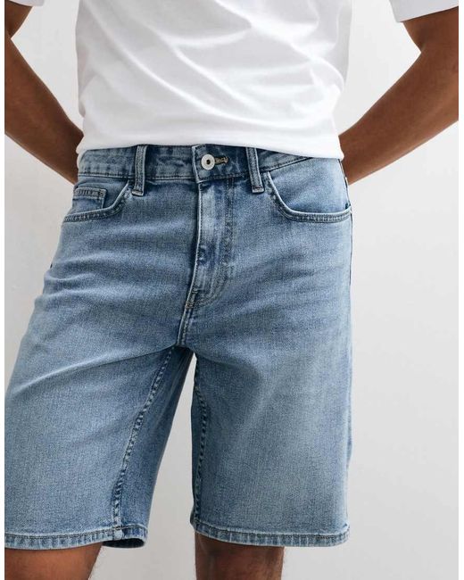 Only & Sons White Regular Fit Denim Shorts for men