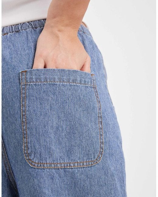 Object Blue Tie Waist Wide Leg Jeans