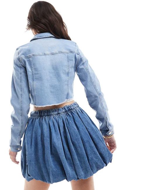 ONLY Cropped Denim Jack in het Blue
