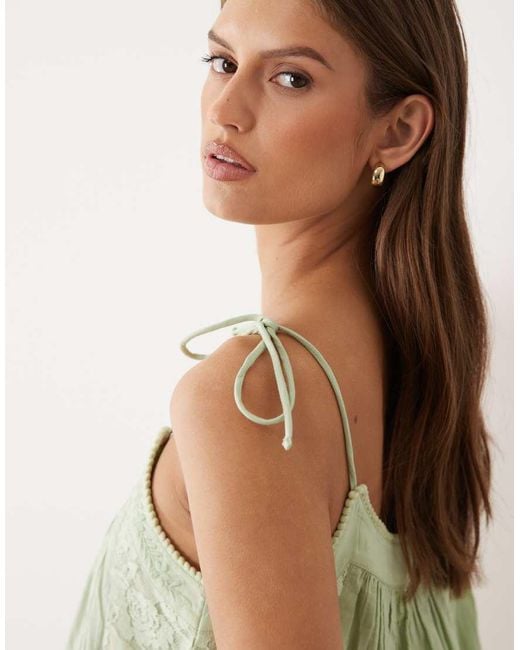 Miss Selfridge Green Embroidered Cami Top