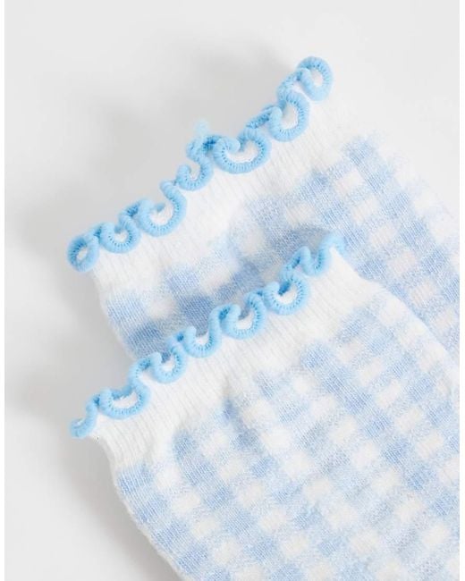 ASOS Blue Asos Deisgn Gingham Socks