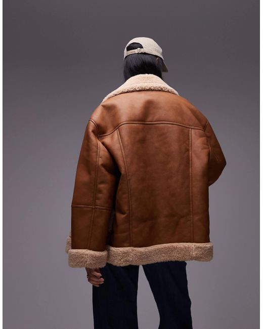 TOPSHOP Brown Oversized Car Coat