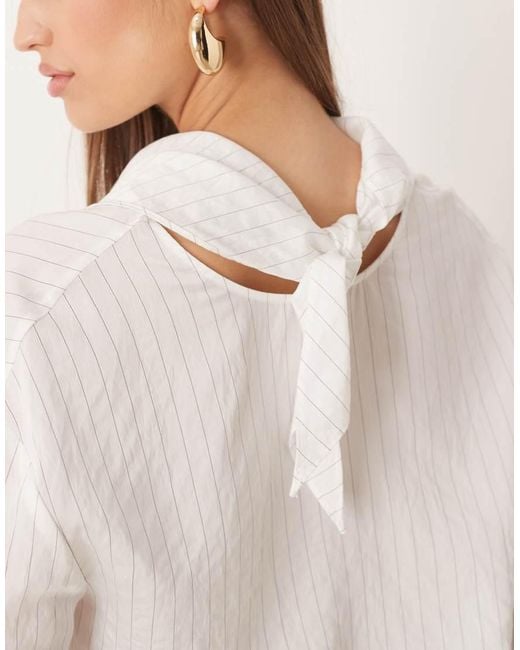 Mango White Curved Hem Blouse