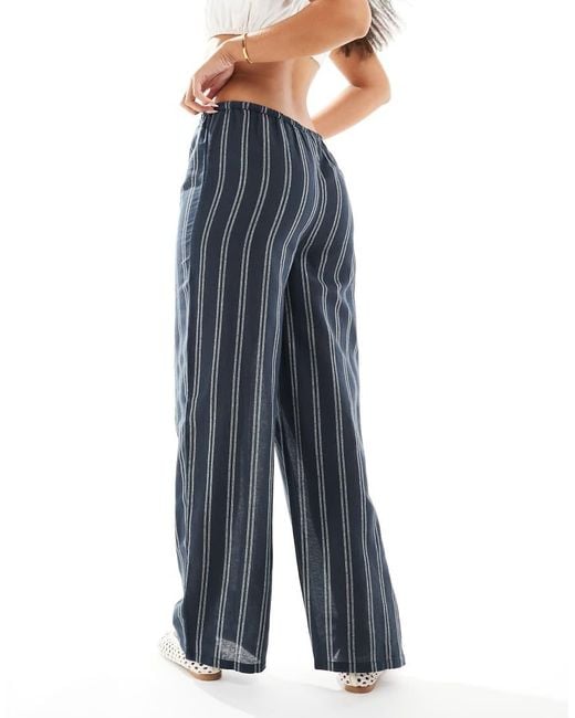 New Look Blue Wide Leg Stripe Trousers
