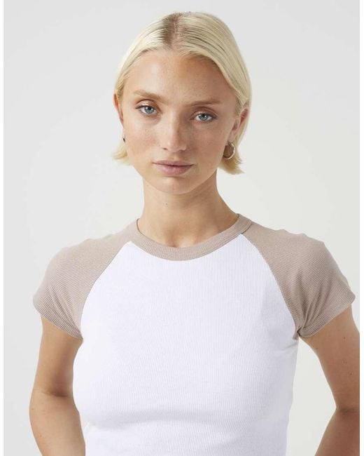 Brave Soul White Contrast Raglan Sleeve Baby Tee