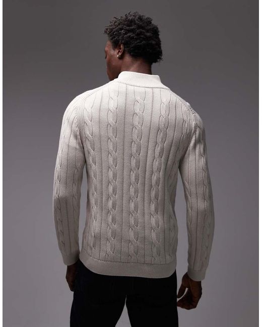 Paul Smith Gray Paul Smith Quarter Zip Cable Knit Jumper for men