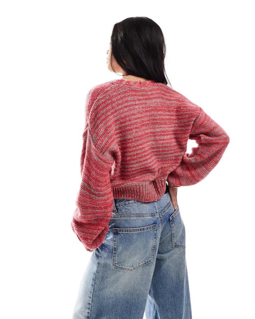 ASOS Red – strickjacke au mehrfarbigem, verdrehtem garn mit v-ausschnitt