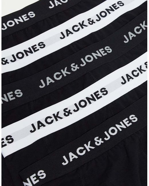 Jack & Jones Black 5 Pack Trunks for men