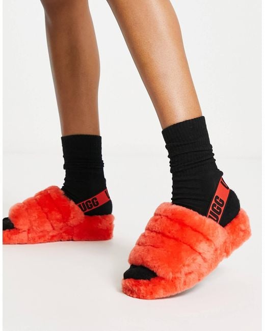 Ugg Red Fluff Yeah Slide Slipper