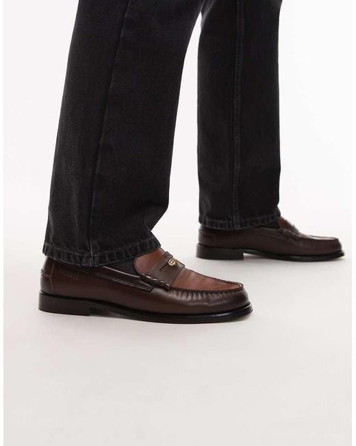 Tommy Hilfiger Black Two Tone Penny Loafers for men