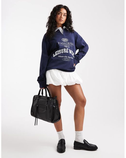 Polo Extragrande De Estilo Rugby Con Gráfico Deportivo De ASOS de color Blue
