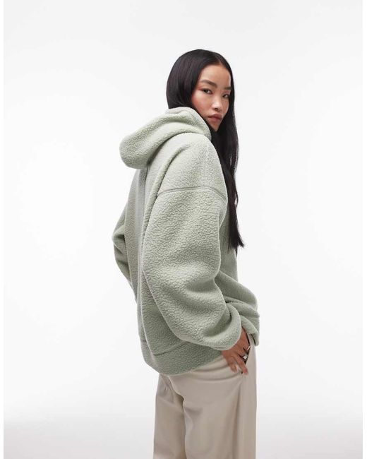 Sudadera Verde Extragrande Con Capucha De Borreguito De TOPSHOP de color Gray