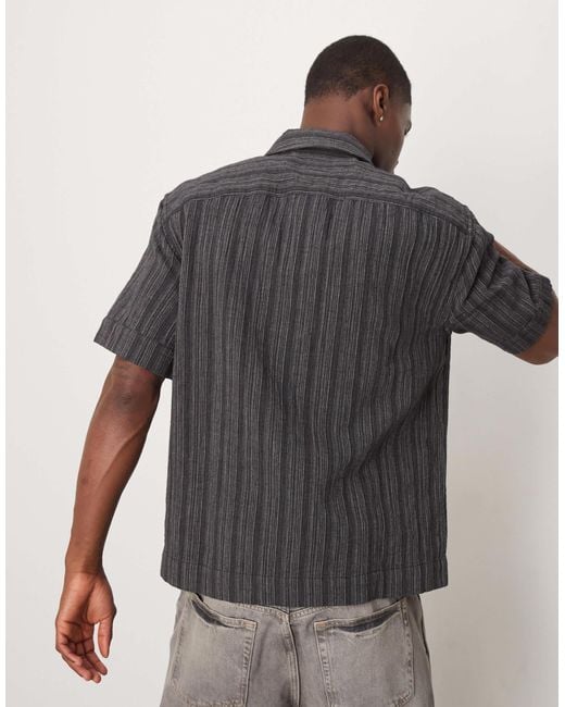 Chemise boutonnée à manches courtes en lin mélangé Abercrombie & Fitch pour homme en coloris Gray