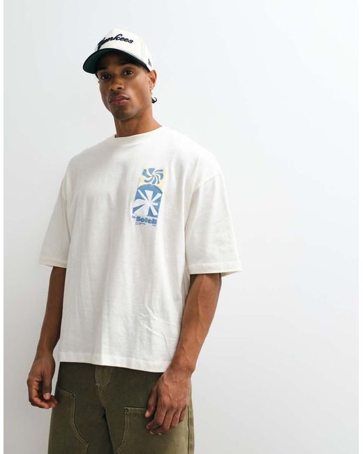 ASOS White Boxy Oversized T-Shirt With Abstract Back Graphic for men