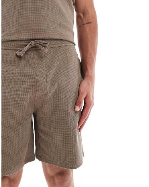 Boss Brown Waffle Co-ord Shorts for men