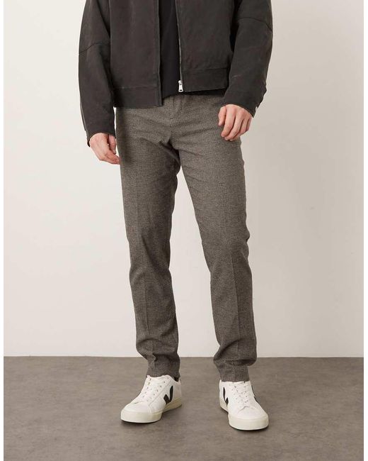 Mango Gray Tailored Tweed Trousers for men