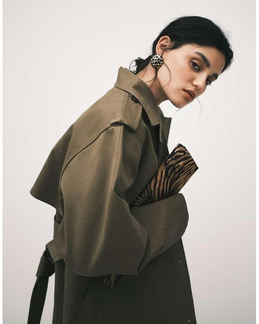 & Other Stories Blue Trench Coat With Utility Belt Detail