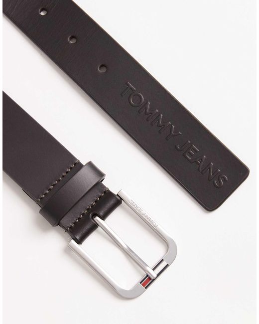 Austin - ceinture en cuir avec boucle à logo - marron foncé Tommy Hilfiger pour homme en coloris Blue