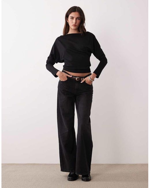 Gina Tricot Blue Asymmetric Cinched Waist Top