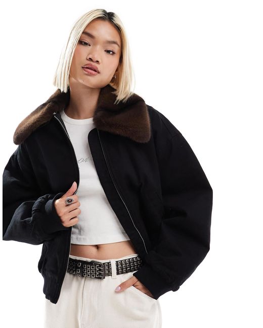 Monki Black Zip Front Jacket