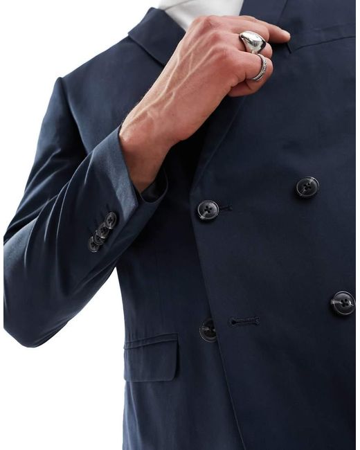 Jack & Jones Blue Premium Double Breasted Suit Jacket for men