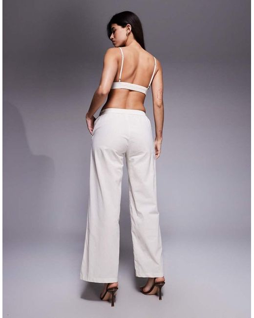 Missy Empire Gray Missy Empire Linen Look Elasticated Waist Wide Leg Pants