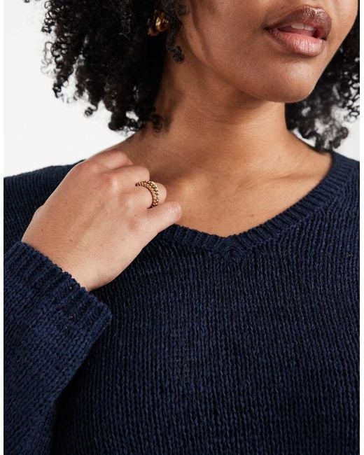 ONLY Blue V-Neck Knitted Jumper