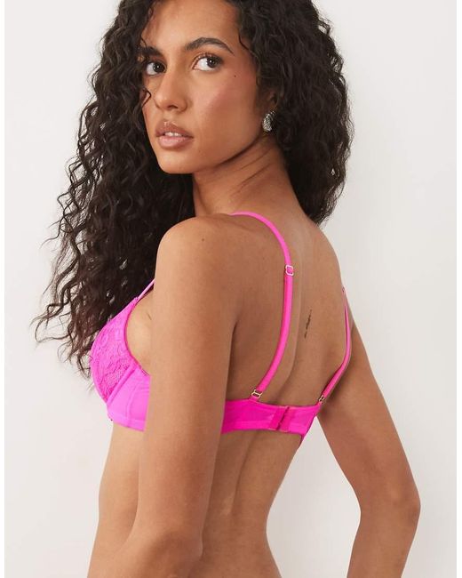 Ann Summers Pink Sexy Lace Padded Plunge Bra