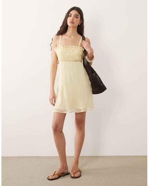 ASOS Natural Cami Mini Dress With Lace Trim