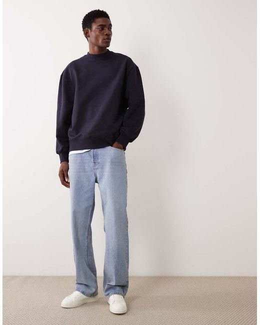 ASOS Blue Premium Heavyweight Oversized Sweatshirt for men