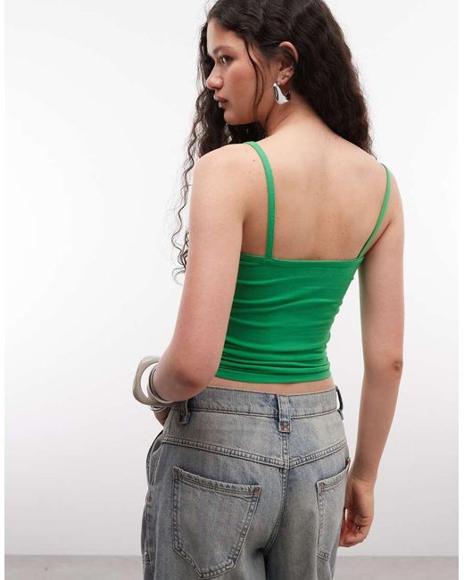 Collusion Green Spaghetti Strap Fitted Vest Top