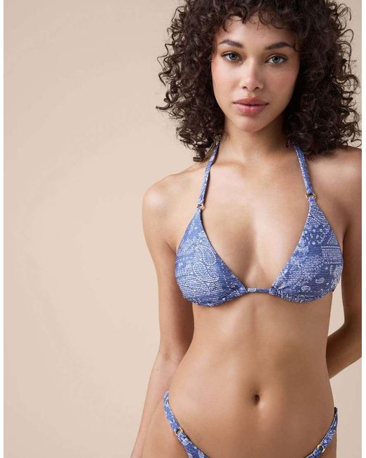 Calzedonia Blue Triangle Bikini Top Paisley