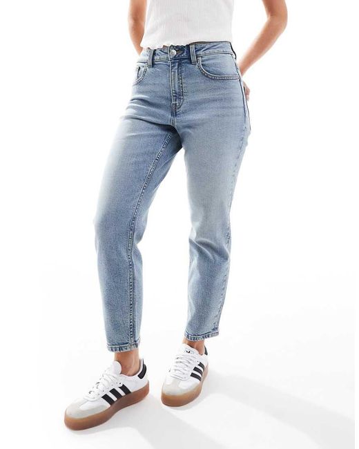 ASOS Blue Petite Slim Fit Mom Jeans