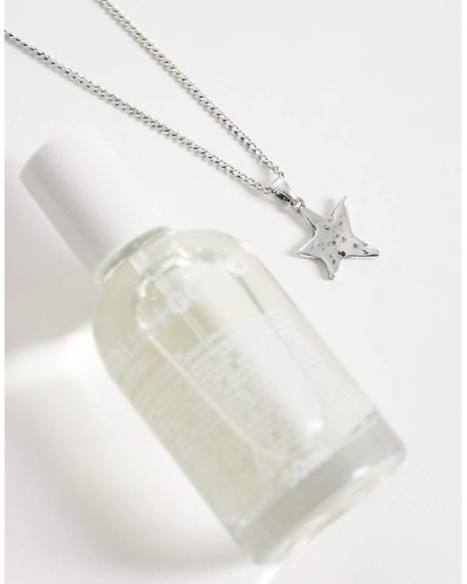 ASOS White Asymmetrical Molten Star Pendant Necklace for men