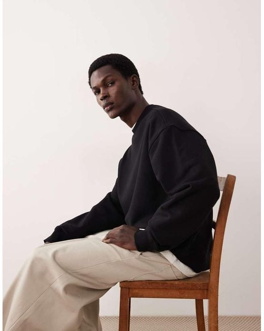 ASOS COLLECTIVE Black Oversized Super Heavyweight Crew for men