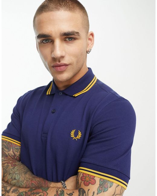 Fred Perry Twin Tipped Polo Shirt in Blue for Men | Lyst