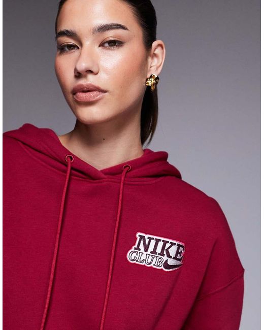 Nike Red Phoenix Fleece Oversized Hoodie With Back Graphic