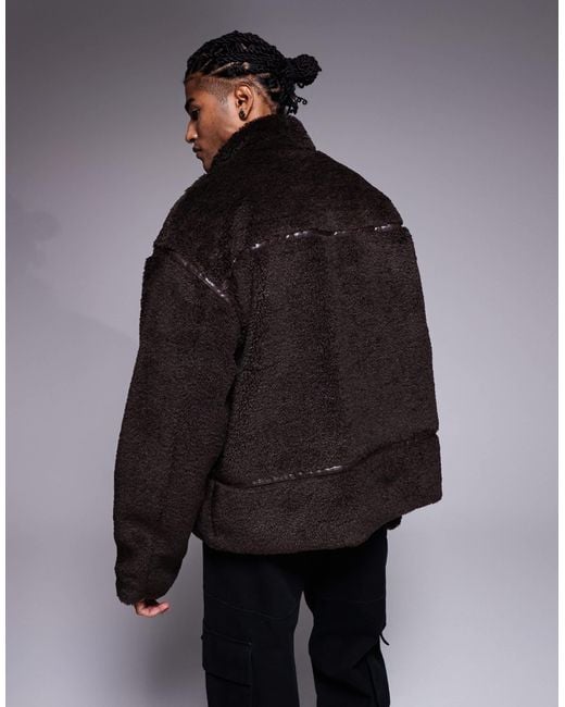 ASOS Black Oversized Jacket With Funnel Neck for men